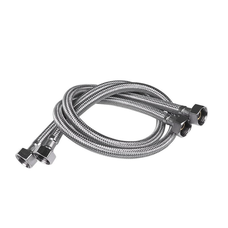 Vataler Faucet Line Connector Braided 304 Stainless Steel Supply Hose 1/2" I.P. Female Thread to 1/2" I.P. Female Straight Thread Faucet Hose Replacement (One Pair) - Image 1